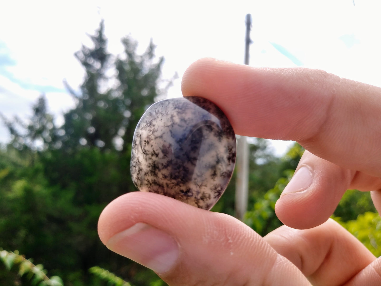 Fluorescent Moss Agate Tie Tack