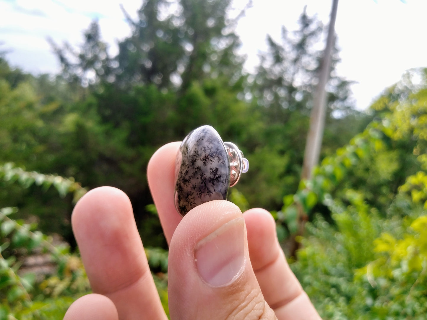 Fluorescent Moss Agate Tie Tack