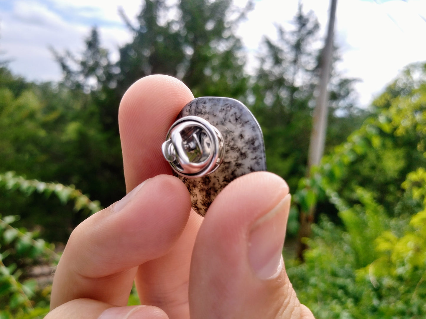 Fluorescent Moss Agate Tie Tack