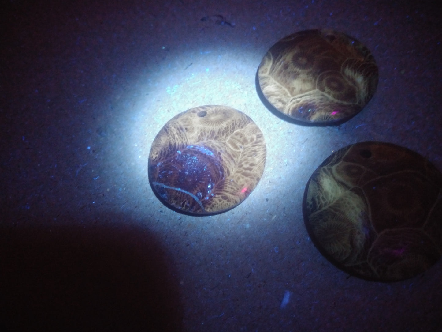 Beaded Fossil Coral Pendants - UV REACTIVE!