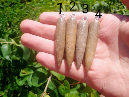 Fossil Coral Long Pendants - UV REACTIVE