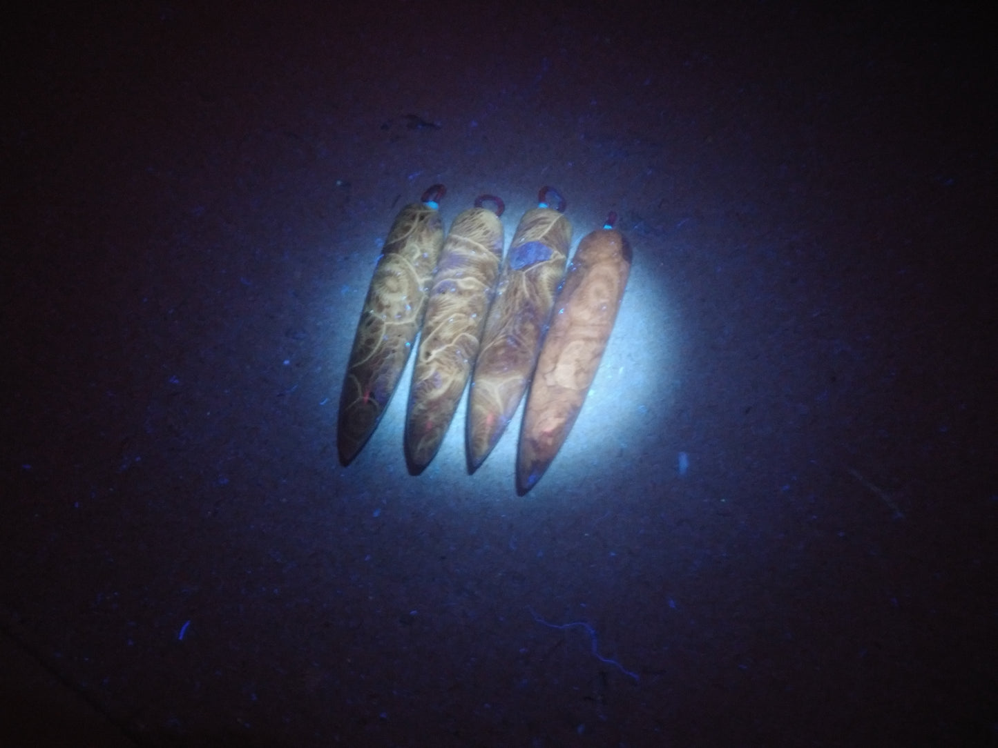 Fossil Coral Long Pendants - UV REACTIVE