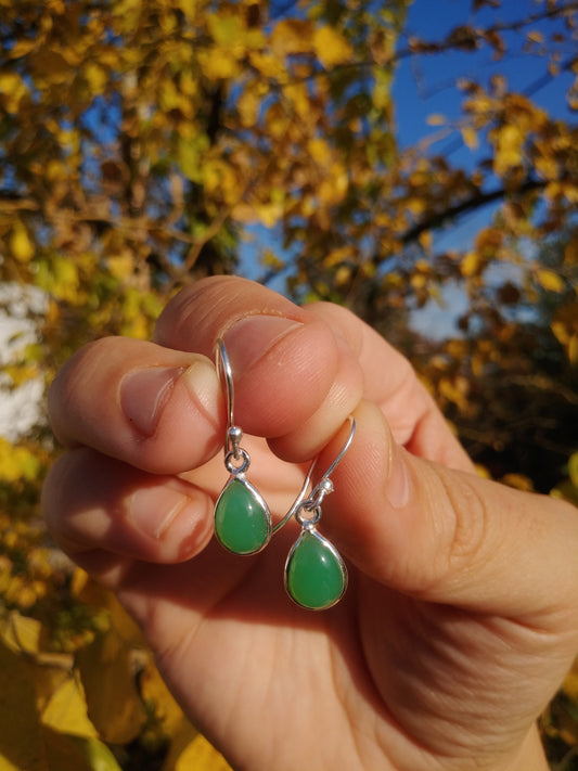 Australian Chrysoprase Earrings in Sterling Silver