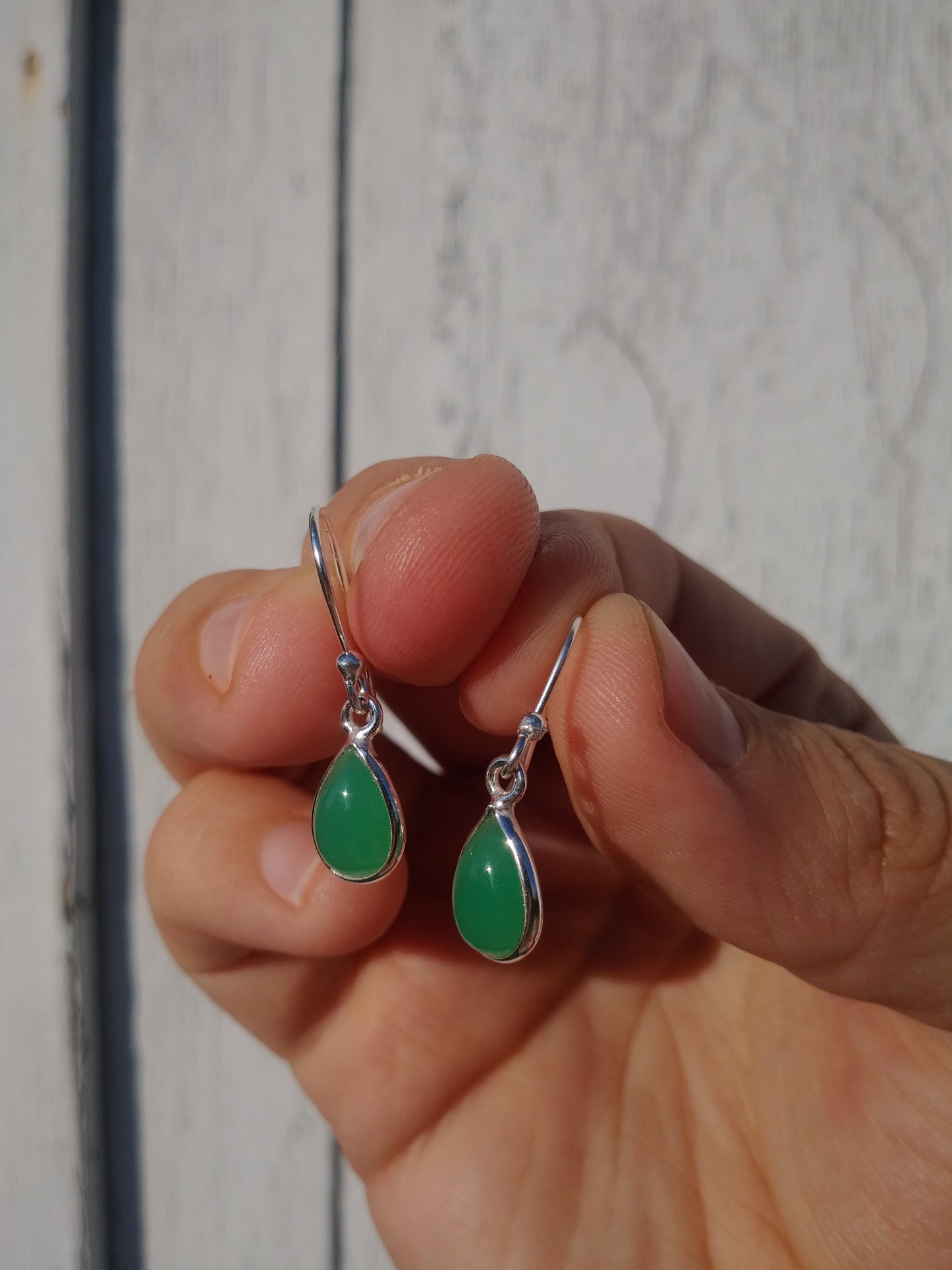 Australian Chrysoprase Earrings in Sterling Silver