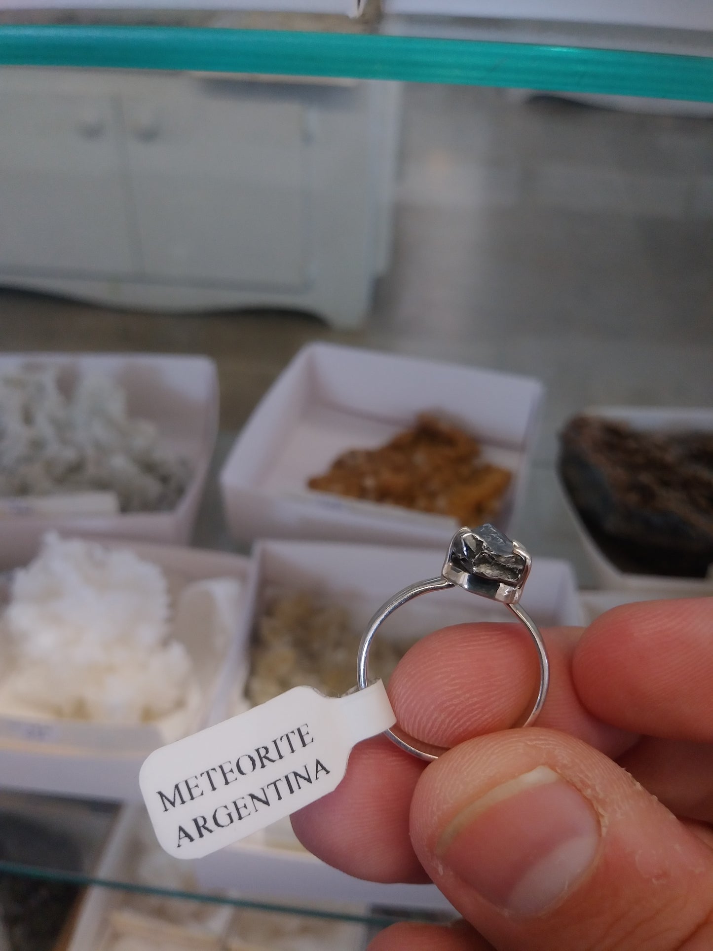 Size 7 Campo de Cielo Meteorite Ring Set in Sterling Silver