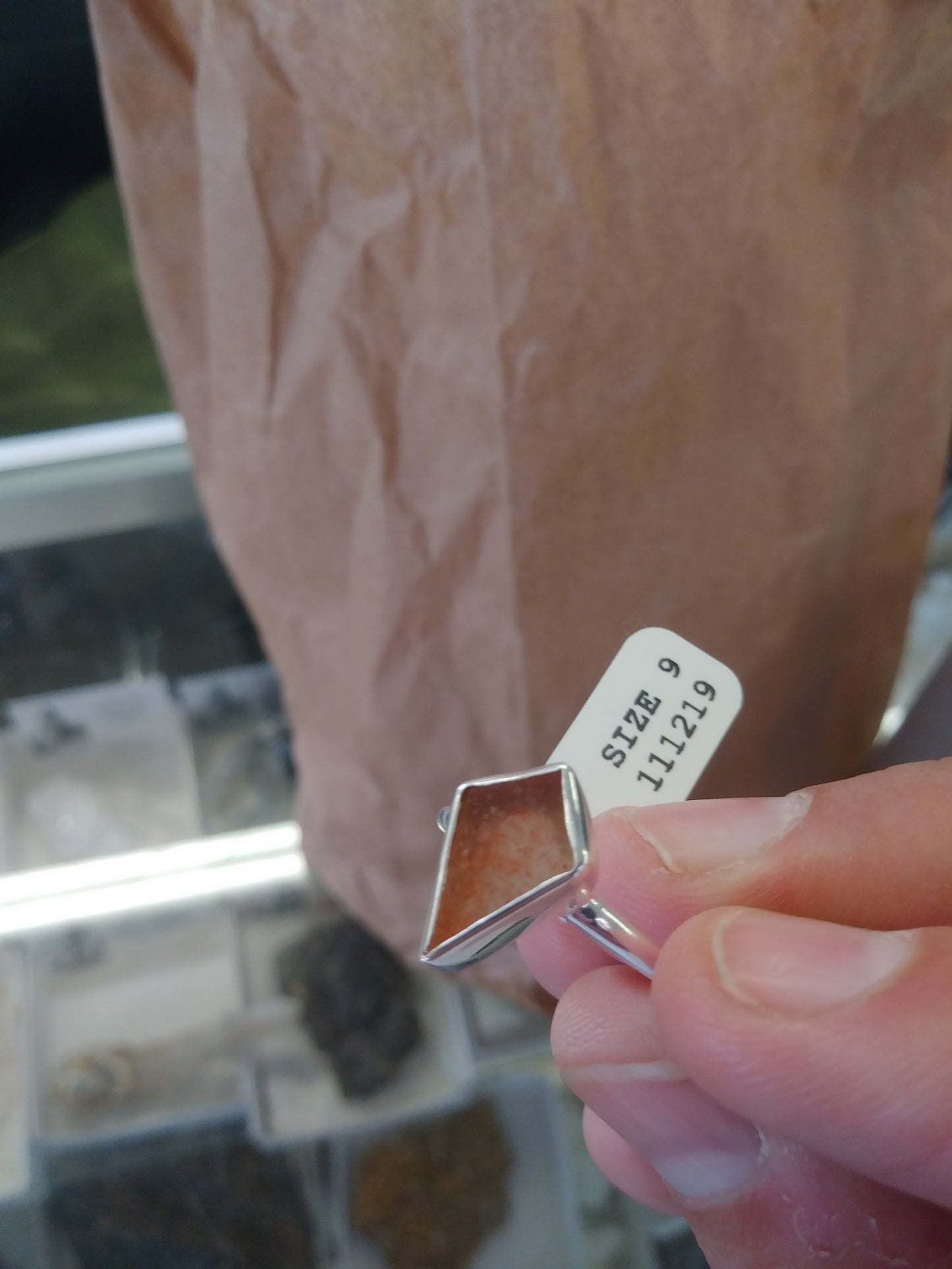 Kite Cut Norwegian Sunstone Pendant and Ring Set in Sterling Silver