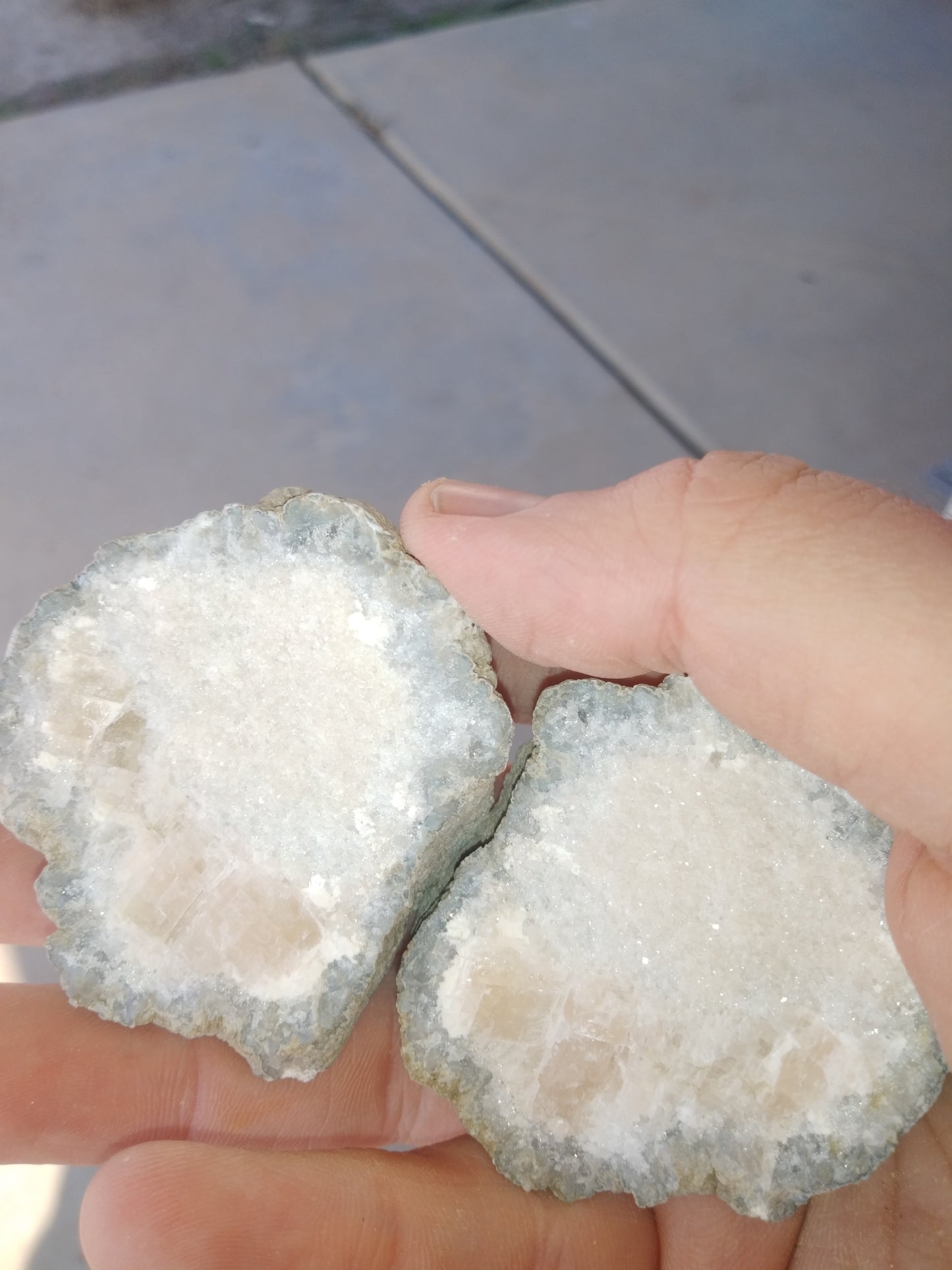 Pre-Cracked Pink Calcite Filled Geode FLUORESCENT