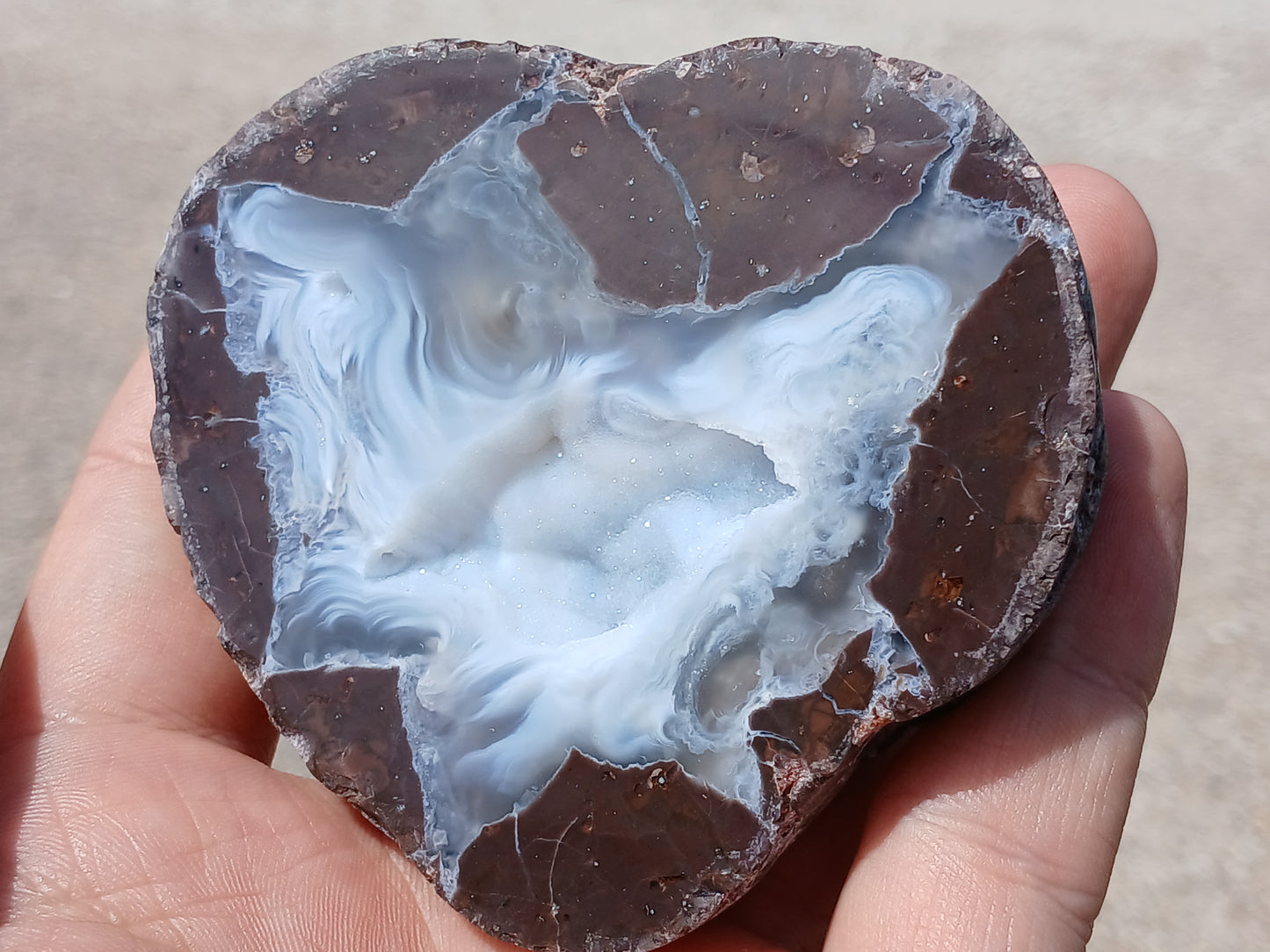 Polished Drusy Mist Geode Half