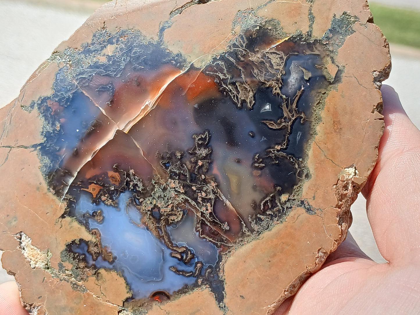 Polished Thunder Egg Half With Heart Shaped Interior