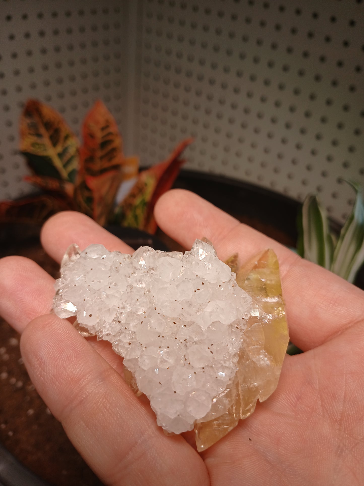 Calcite on Quartz With Chalcopyrite