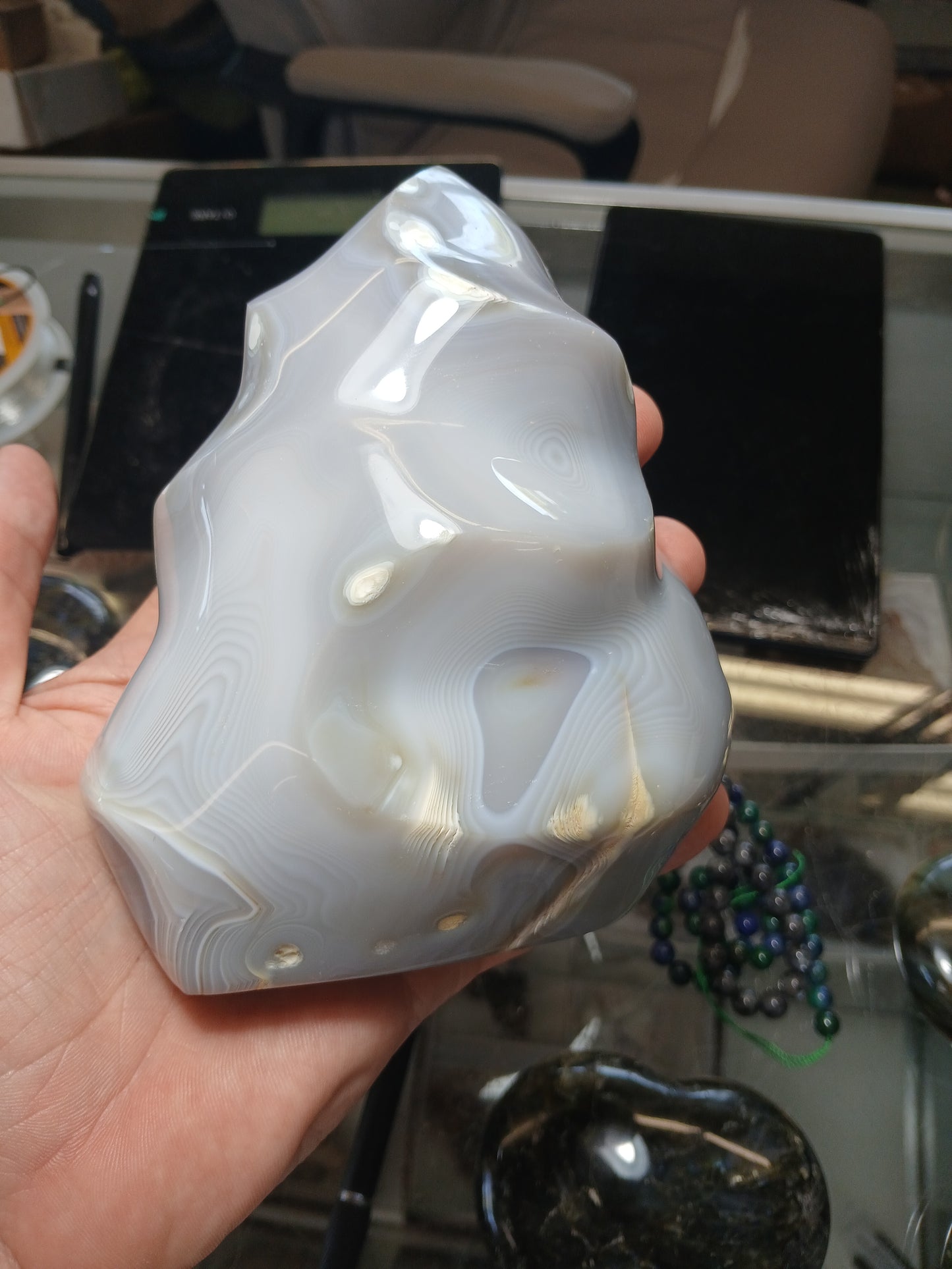 Over 2 LB Agate Flame Carving