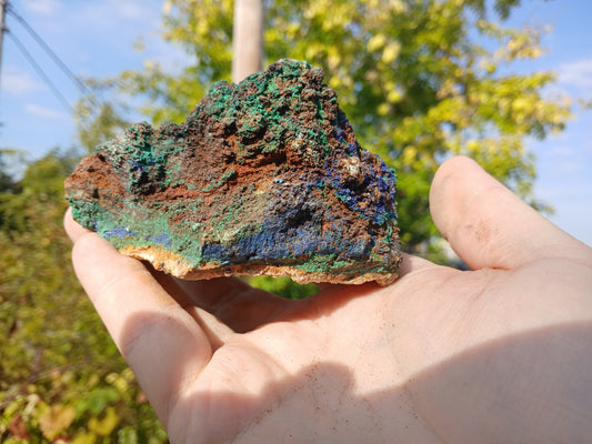 Copper Ore - Malachite, Azurite, Chrysocolla on Limonitic Gossan