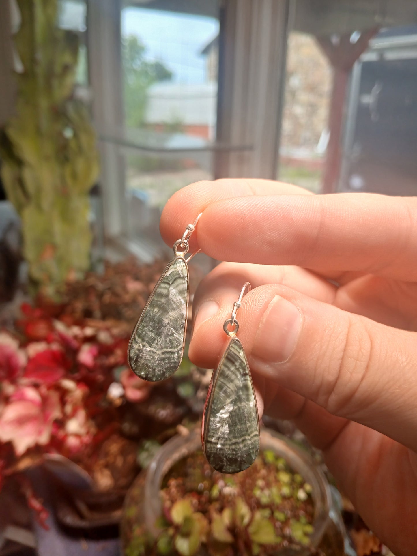 Seraphinite Set In .925 Sterling Silver Earrings