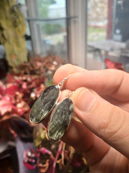 Seraphinite Set In .925 Sterling Silver Earrings
