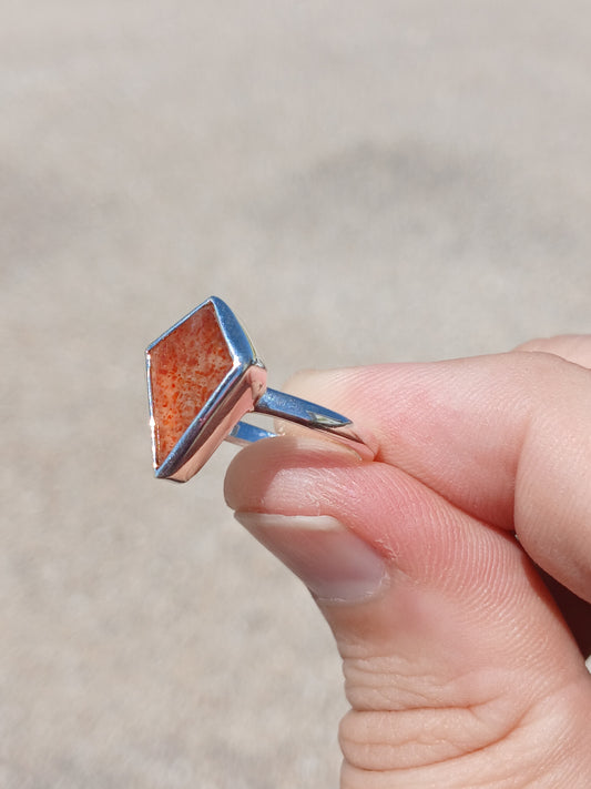 .925 Sterling Silver Norwegian Sunstone Shield Ring