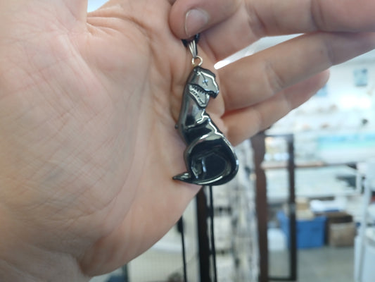 Hematite Dinosaur Pendant - Corded