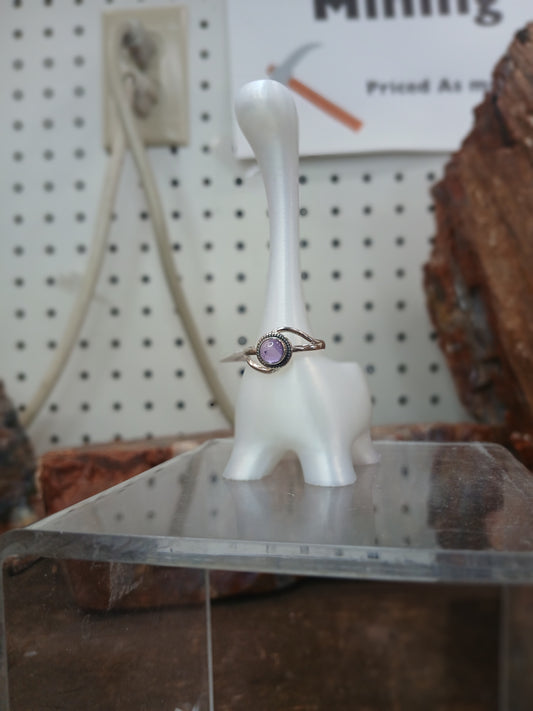 .925 Sterling Silver Amethyst Ring - Domed