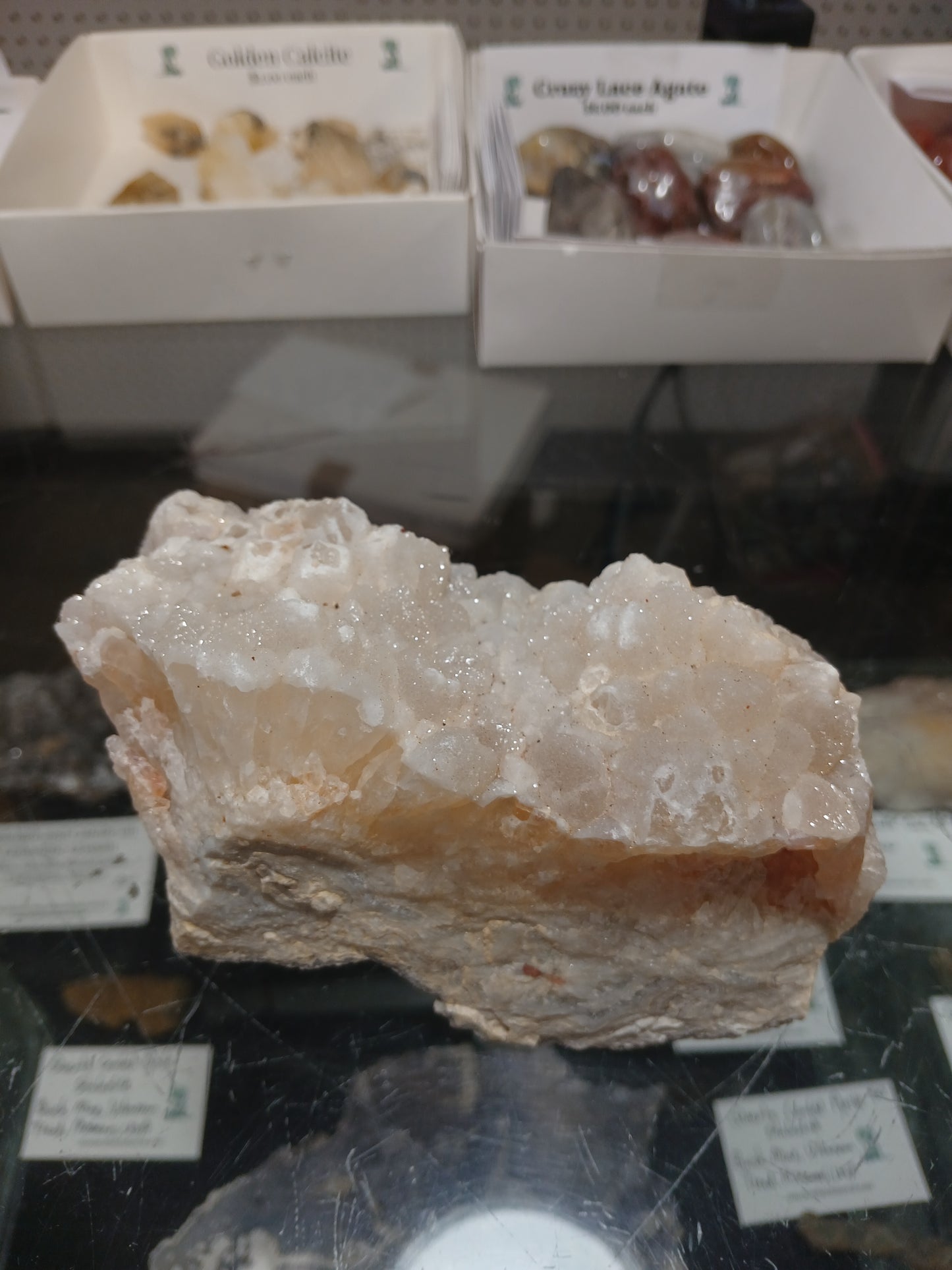 Drusy Coated Quartz on Lace Agate