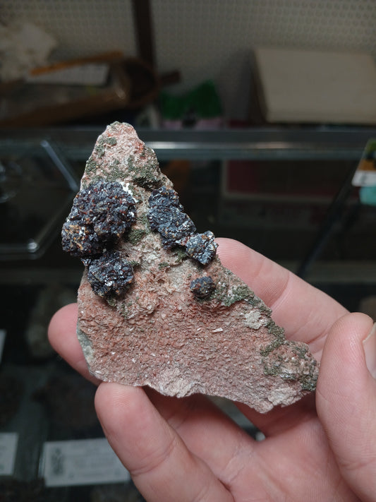 Sphalerite Rosettes and Iridescent Marcasite on Pink Dolomite