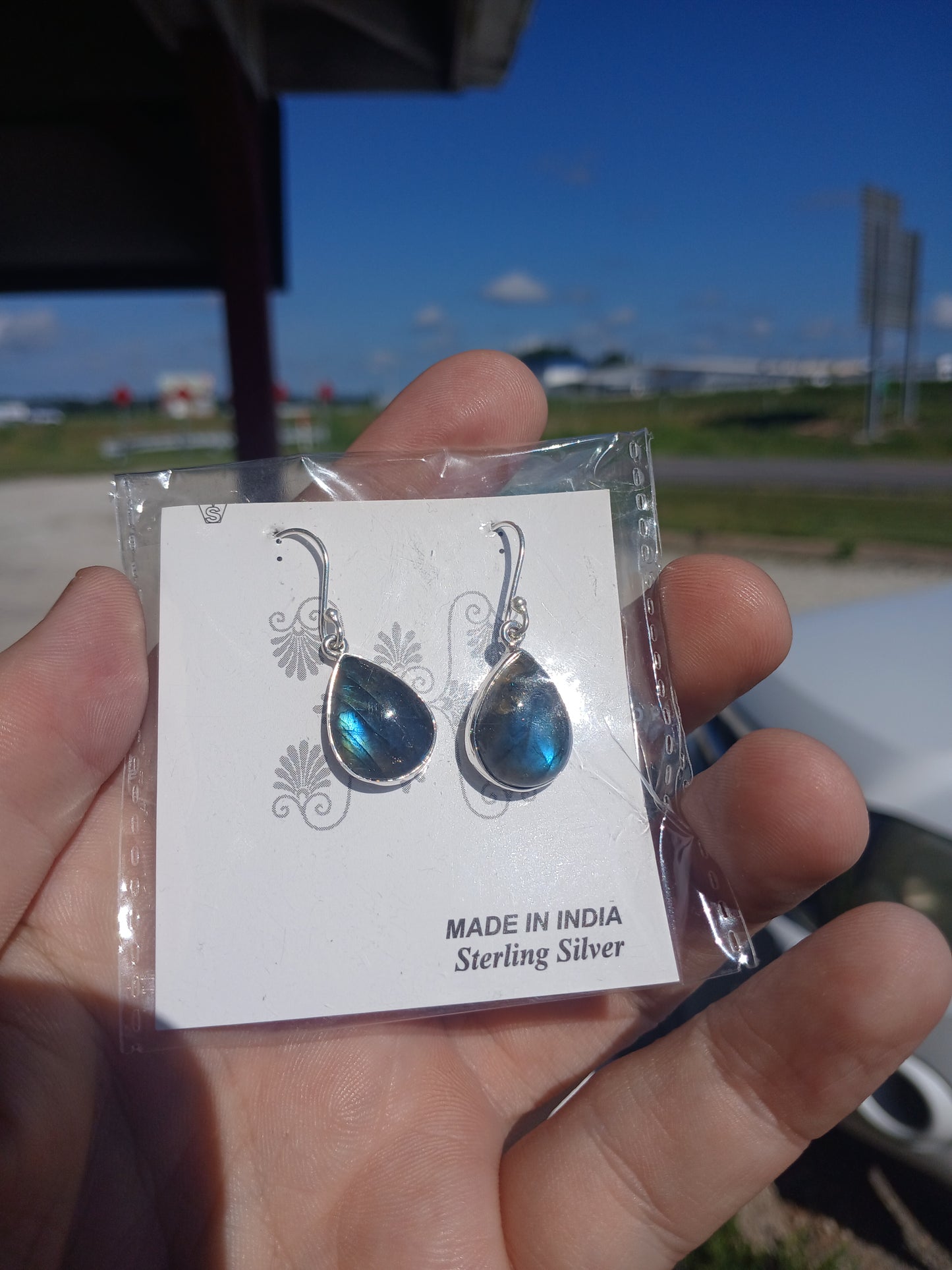 Labradorite Earrings in Sterling Silver