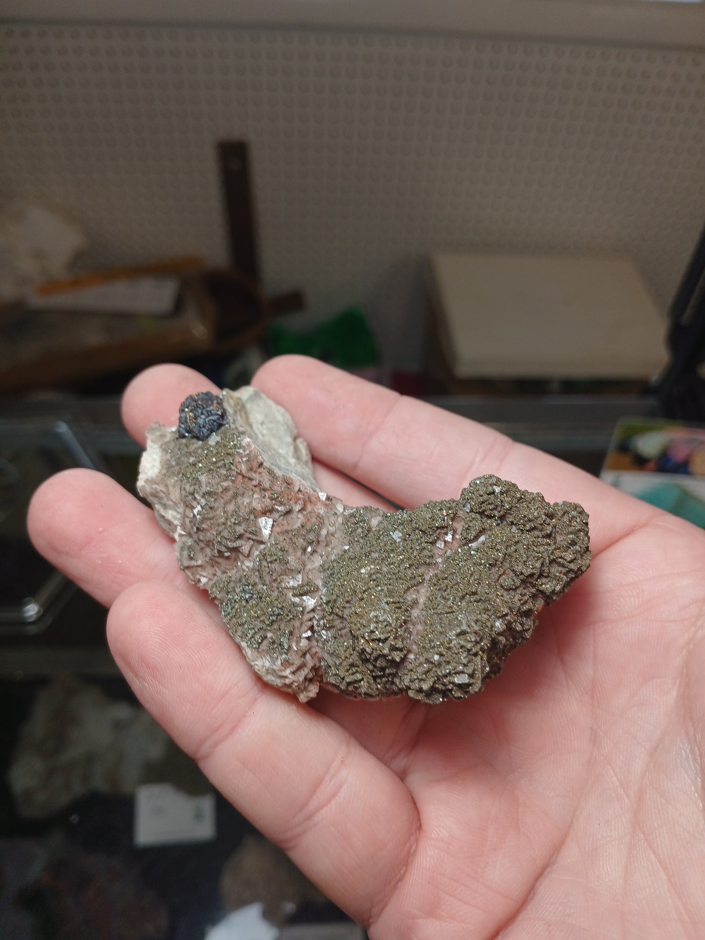 Sphalerite and Iridescent Marcasite on Pink Dolomite