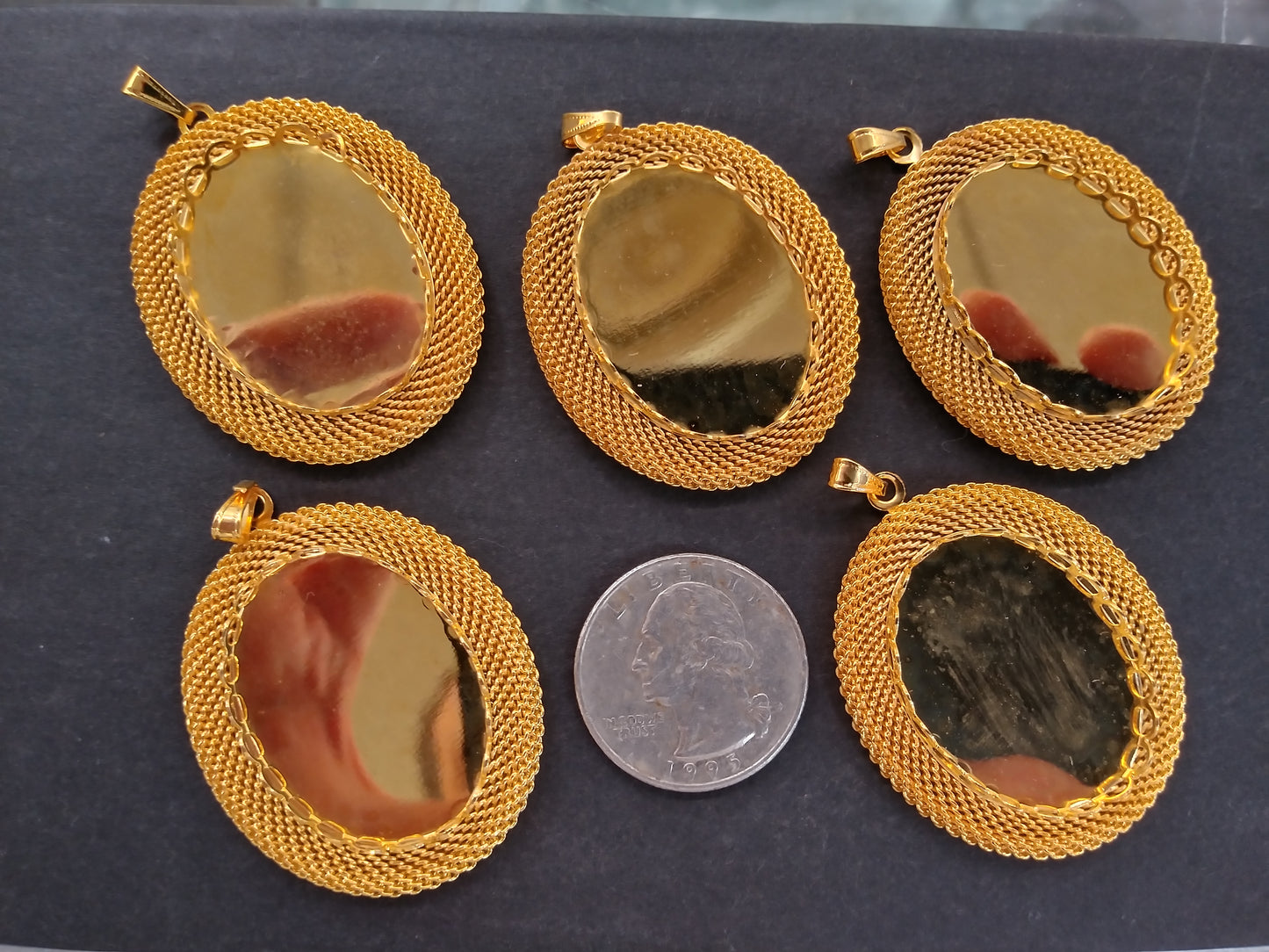 Gold Colored Pendant Jewelry Making Blanks (5pcs)