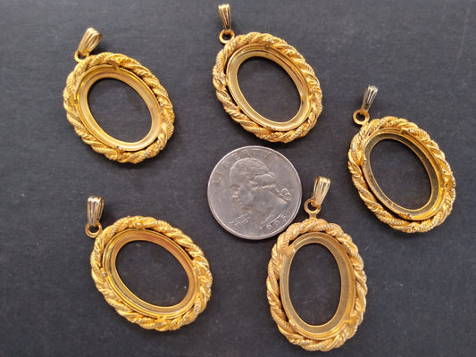 Gold Plated Jewelry Making Pendant Blanks (5pcs)