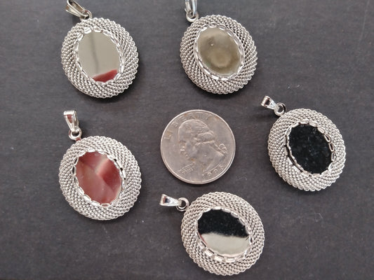 Silver Colored Jewelry Making Pendant Blanks (5pcs)