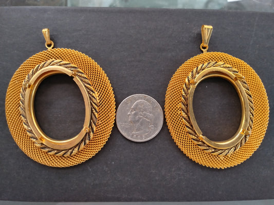 Gold Colored Jewelry Making Pendant Blanks (2pcs)