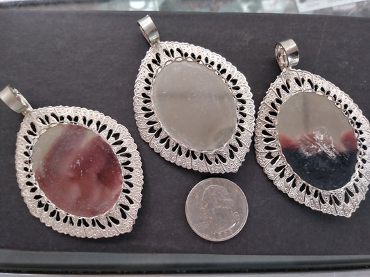 Silver Plated Jewelry Making Pendant Blanks (3pcs)
