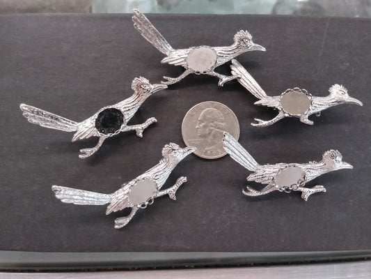 Silver Plated Roadrunner Pin Blanks (5pcs)