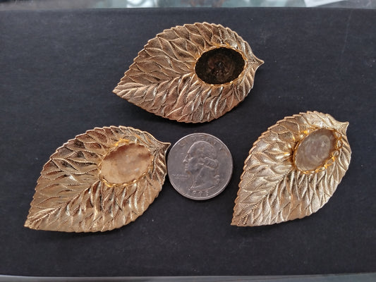 Gold Plated Leaf Pin Blanks (3pcs)