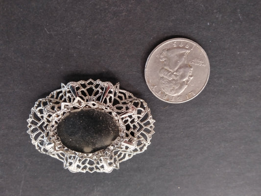 Doily Shaped Silver Plated Pin Blank