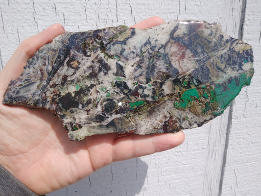 Old Stock Rainforest Chrysocolla Slab Display Piece