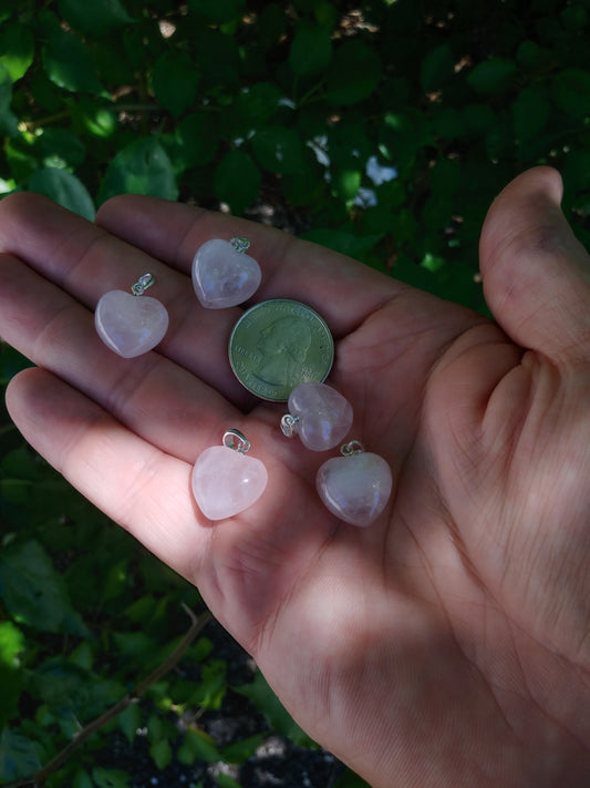 Rose Quartz Heart Pendant with Sterling Silver