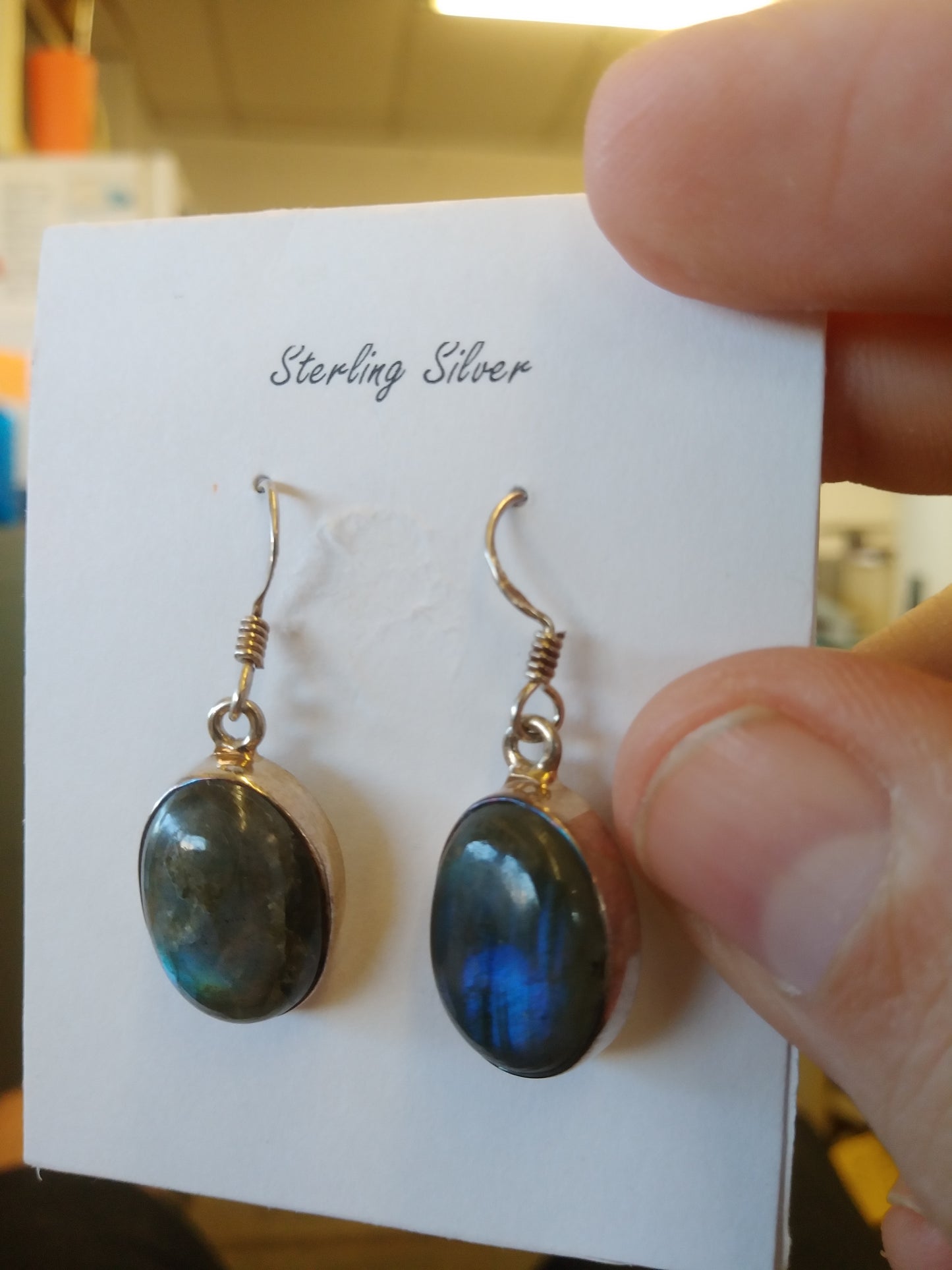 Oval Labradorite In Sterling Silver Earrings