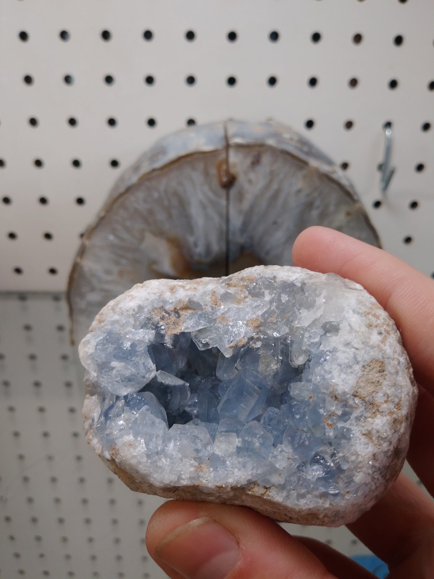 3 Inch Diameter Blue Celestine Geode Half