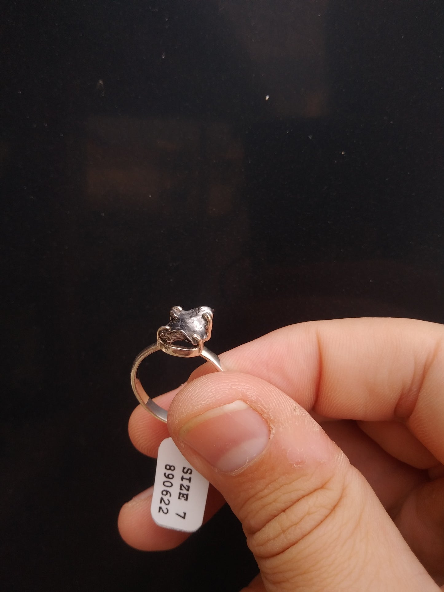 Size 7 Campo de Cielo Meteorite Ring Set in Sterling Silver