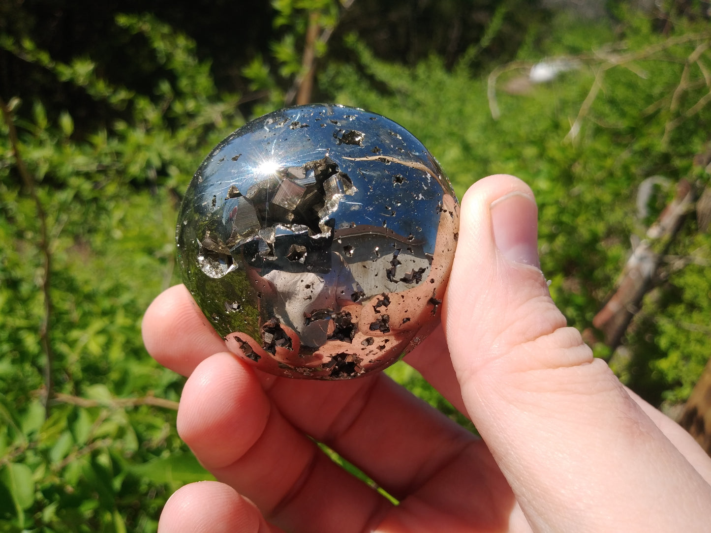 Pyrite Sphere With Pyrite Cubes
