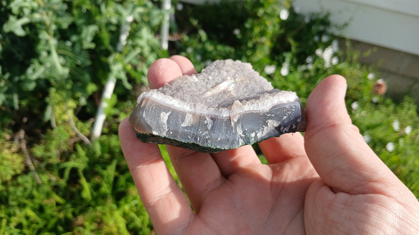 Quartz and Calcite on Agate