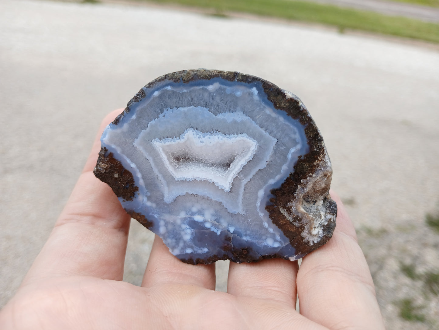 Polished Geode Half With Quartz, Agate, and Cristobolite