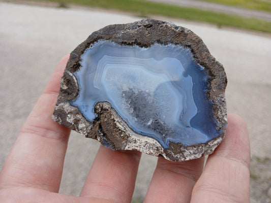 Polished Geode Half With Quartz and Agate