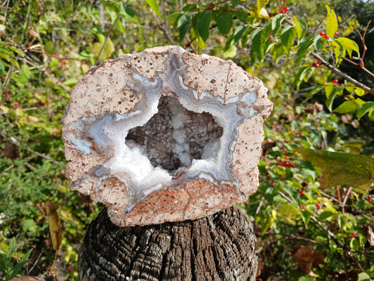 Nearly 7lb Polished Geode Set With Star Shaped Cavity