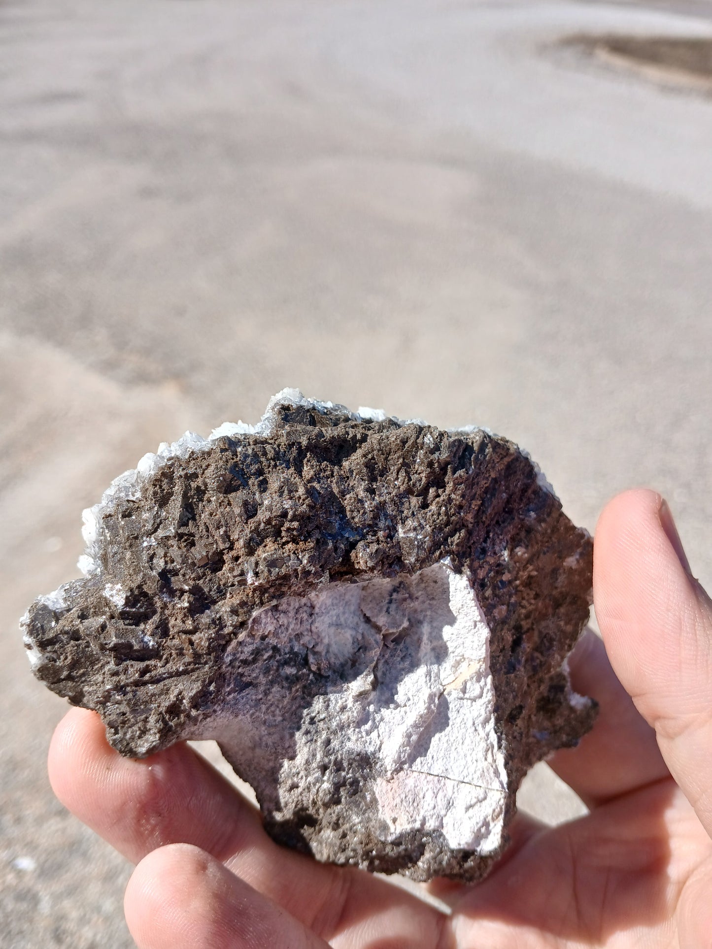 Brown and White Calcite Cluster