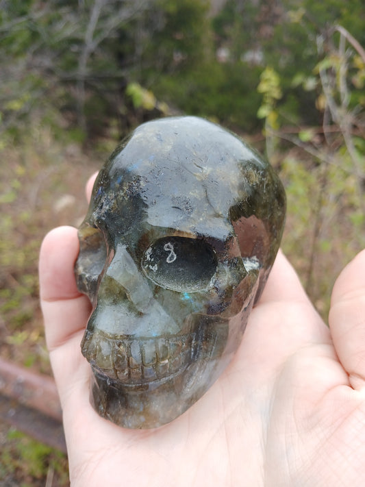 Labradorite Skull With Blue Play Of Color