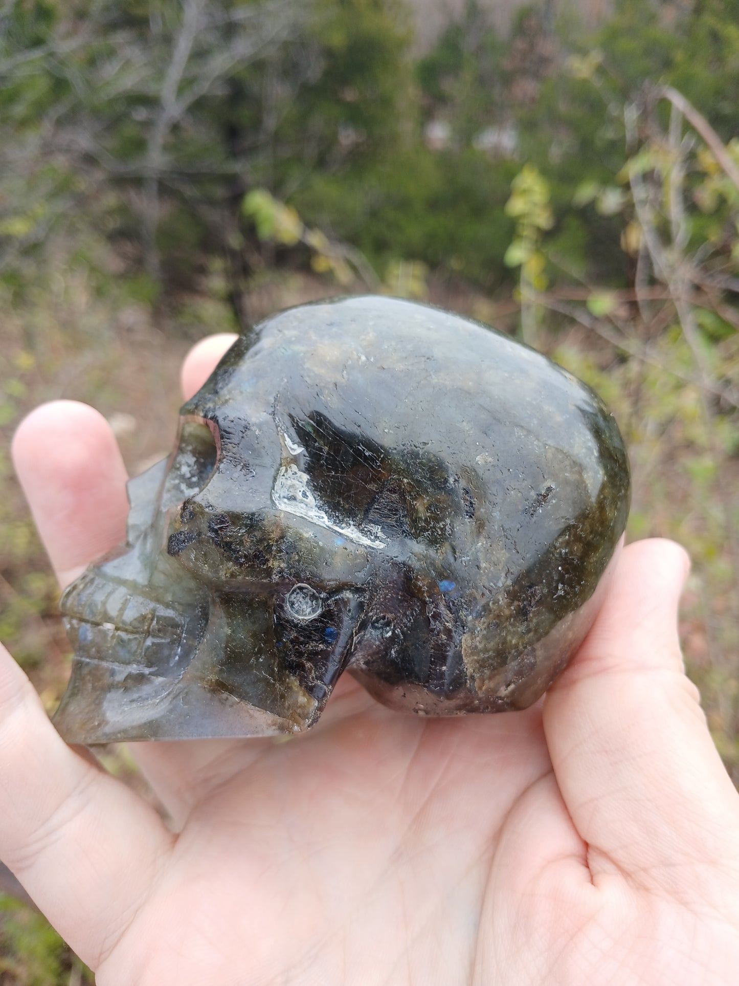 Labradorite Skull With Blue Play Of Color