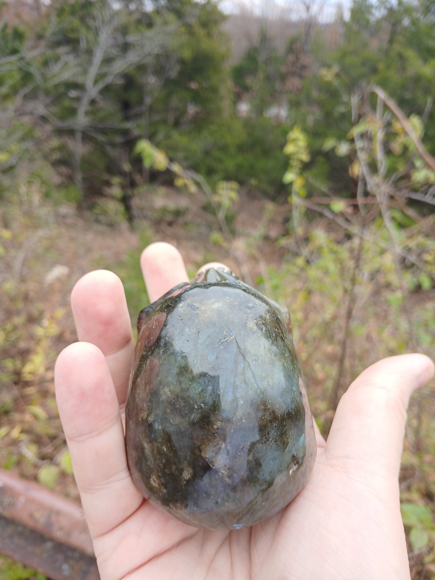 Labradorite Skull With Blue Play Of Color