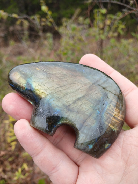 Labradorite Zuni Bear With EXCEPTIONAL Flash