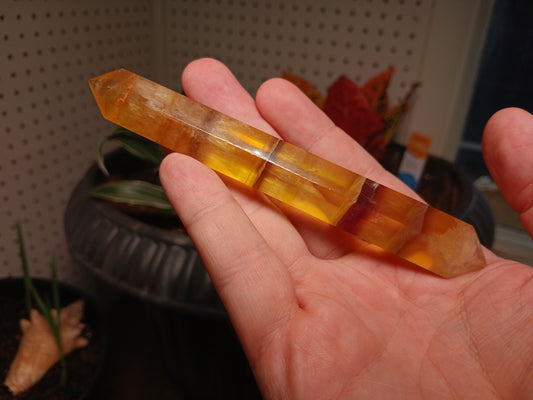 Yellow and Purple Fluorite "Wand"