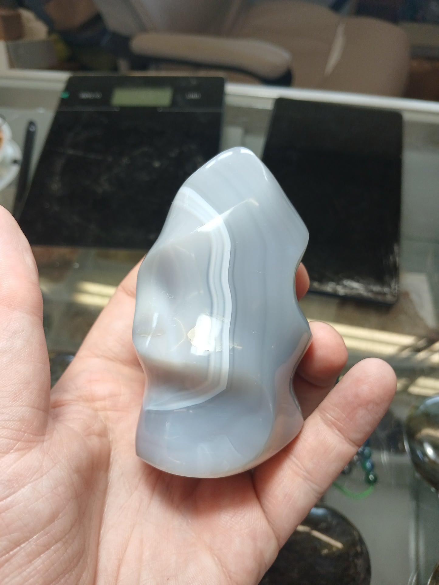 Small Agate Flame Carving
